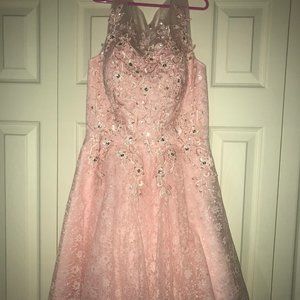 Short Ballgown Pink Lace Dress